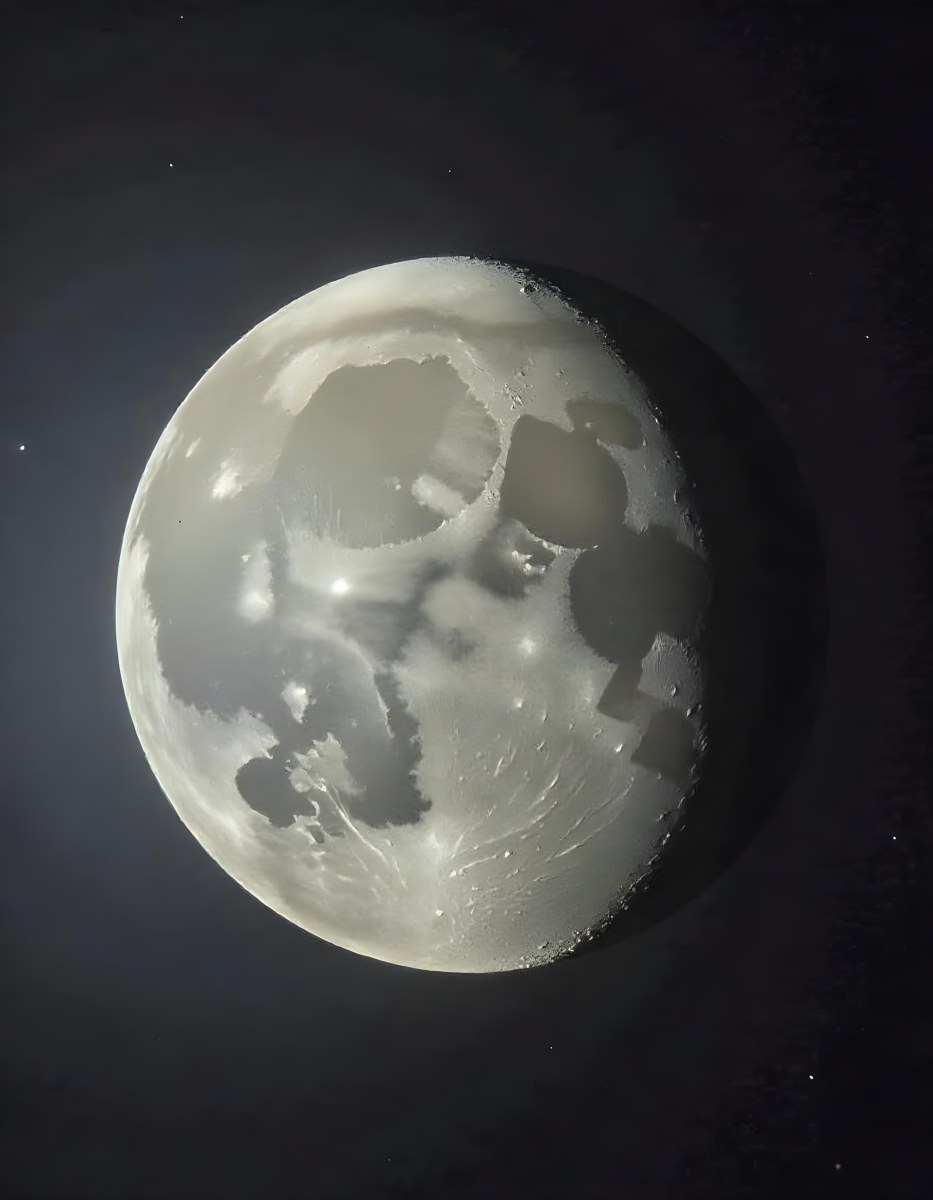 The Moon With Visible Craters And A Gradient Of Light Set Against A Dark Background With Faint Stars 7 3fe3