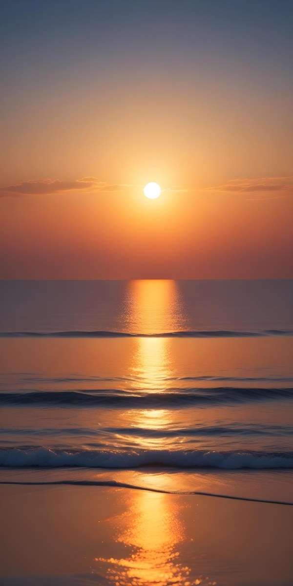 A Sunset Over The Ocean The Sky Is A Gradient Of Blue Orange And Yellow The Sun Is Setting On The Horizon 15 A062