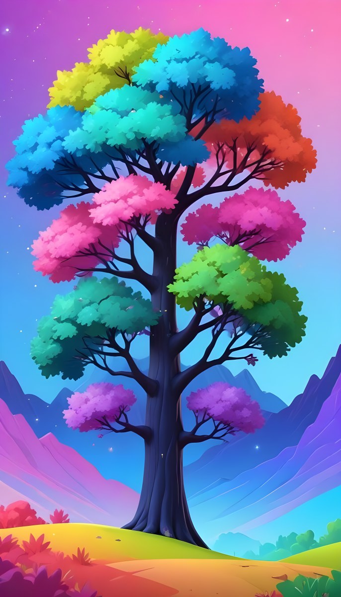 Adorable Cartoon Style A Large Tree With A Black T 7 Dcc7