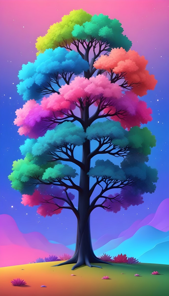 Adorable Cartoon Style A Large Tree With A Black T 8 7822
