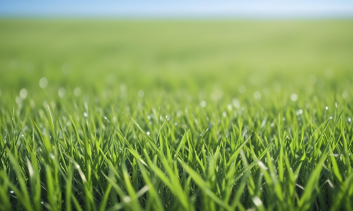 Blurred Green Grass Field With A Clear Blue Sky In The Background 13 3af6