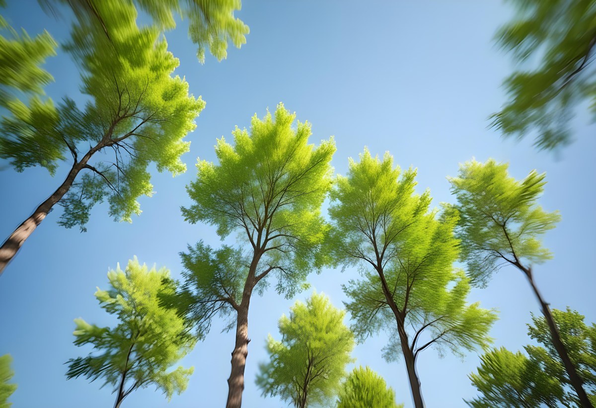 Blurred Image Of Green Trees With A Blue Sky In The Background Natural Light Natural Colors Out Of Focus Nature Photography 12 67a4