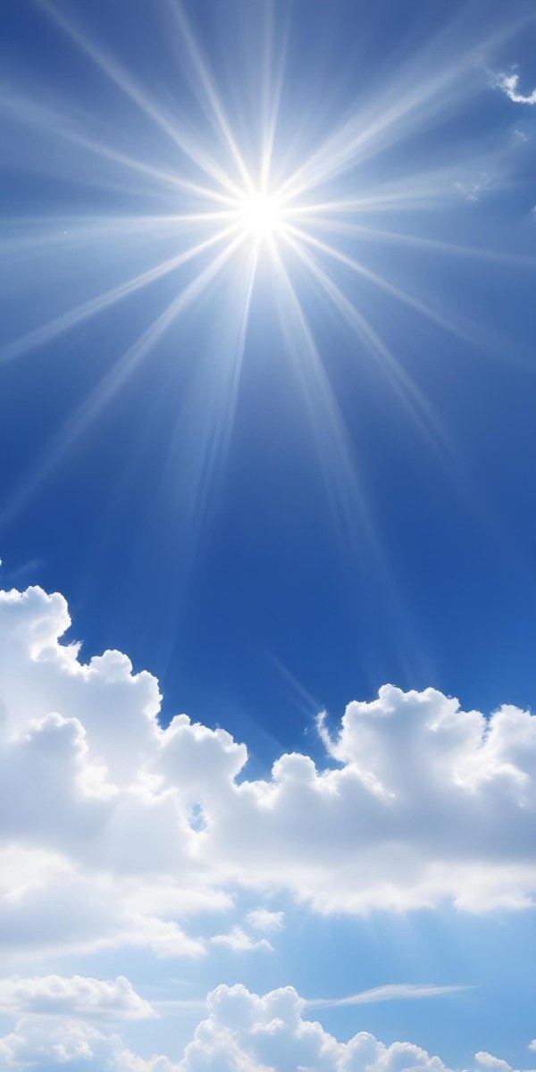 Bright Sun Rays Shining Through Clouds In A Clear Blue Sky 1 Fa30