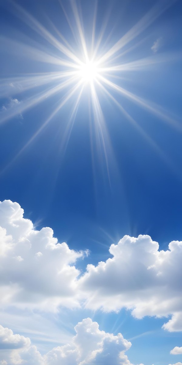 Bright Sun Rays Shining Through Clouds In A Clear Blue Sky 13 Bdf4