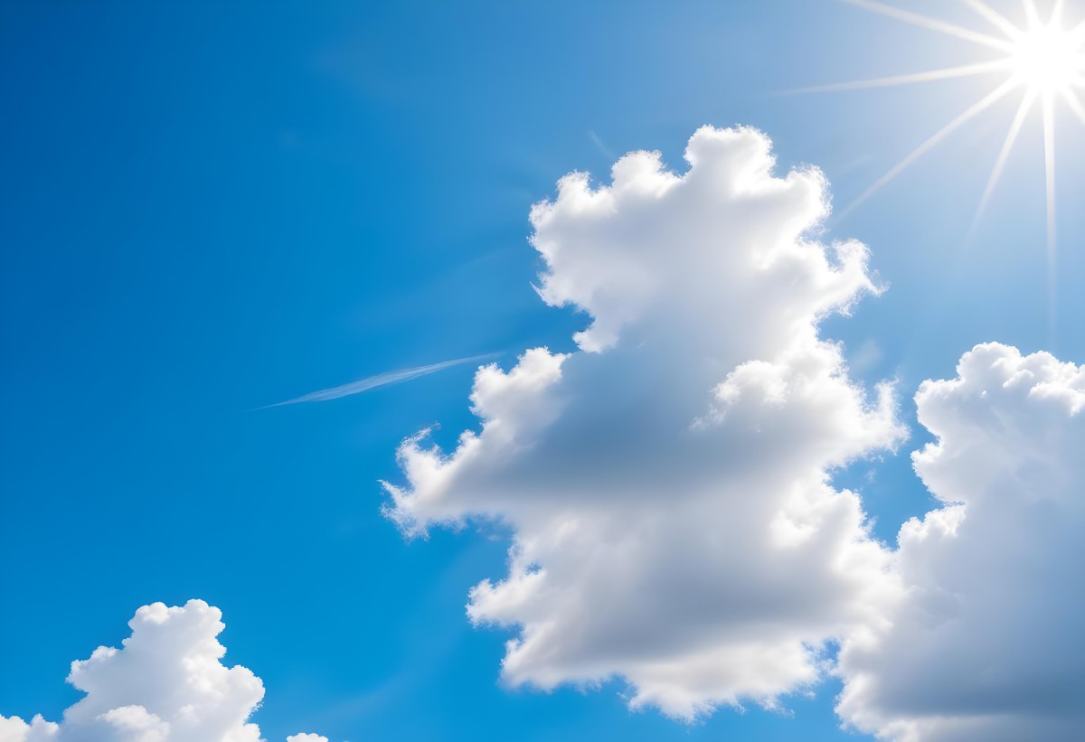 Bright White Clouds In A Clear Blue Sky With Sunlight Shining Through 15 C4eb