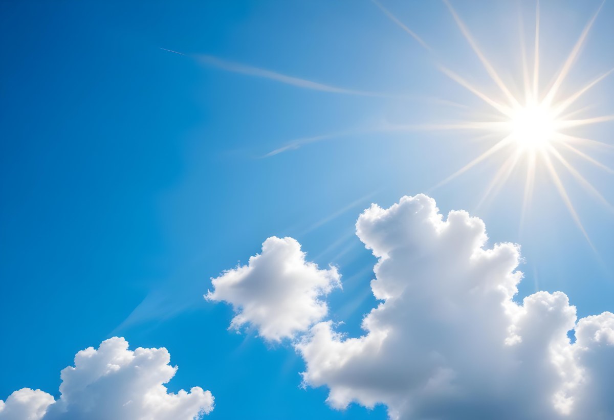 Bright White Clouds In A Clear Blue Sky With Sunlight Shining Through 16 5d2d
