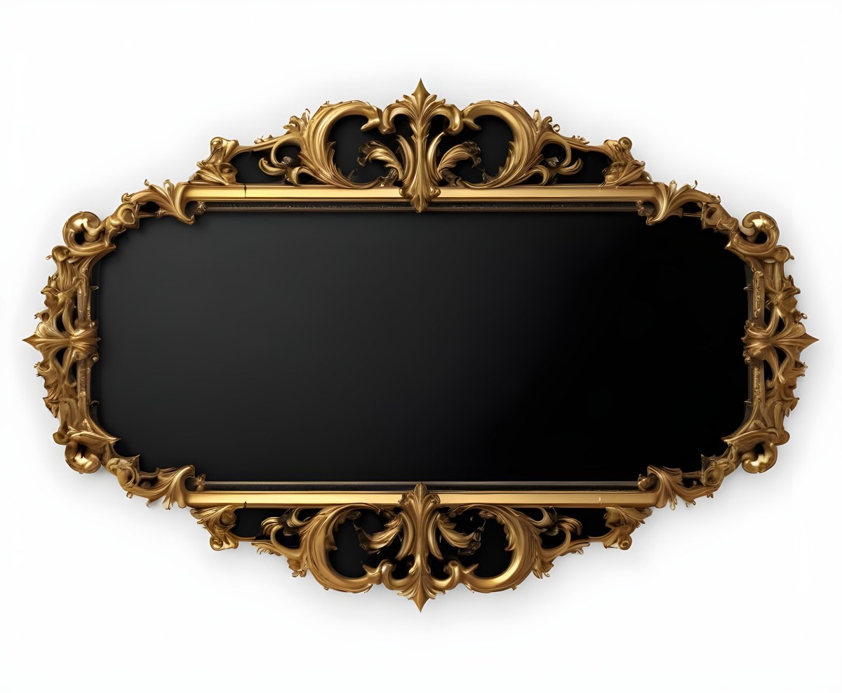 3d Model A Black And Gold Ornate Frame With Ornate Corners A Classic Design And A Black Background Figure Octane Render Volumetric Highly Detailed Videogame Aesthetic 5 Ca60