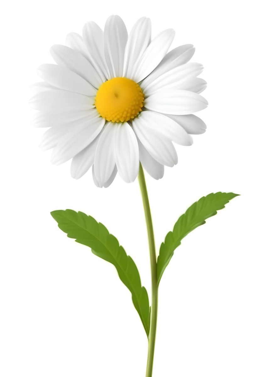3d Model A Daisy With White Petals And A Green Center Yellow Stem And Leaves Isolated On A White Background Figure Octane Render Volumetric Highly Detailed Videogame Aesthetic 5 94ee