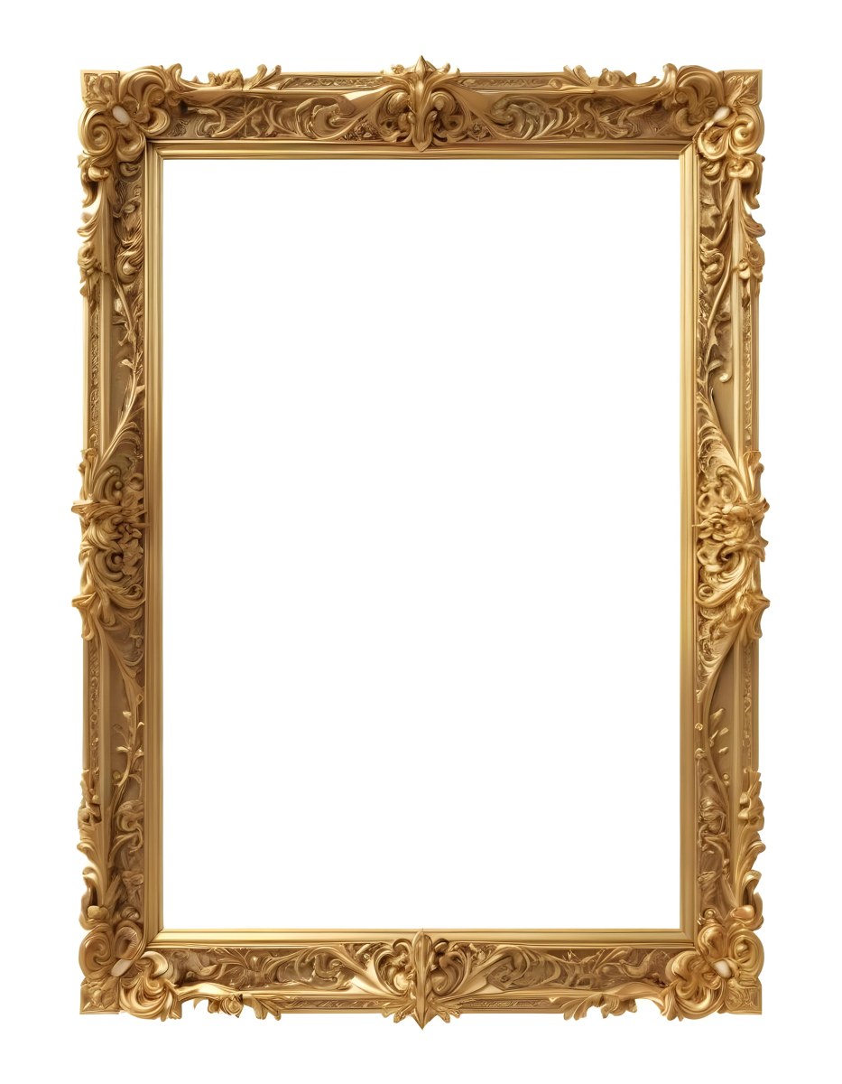 3d Model A Golden Ornate Frame With Ornate Details Isolated On A White Background Figure Octane Render Volumetric Highly Detailed Videogame Aesthetic 25 5e76