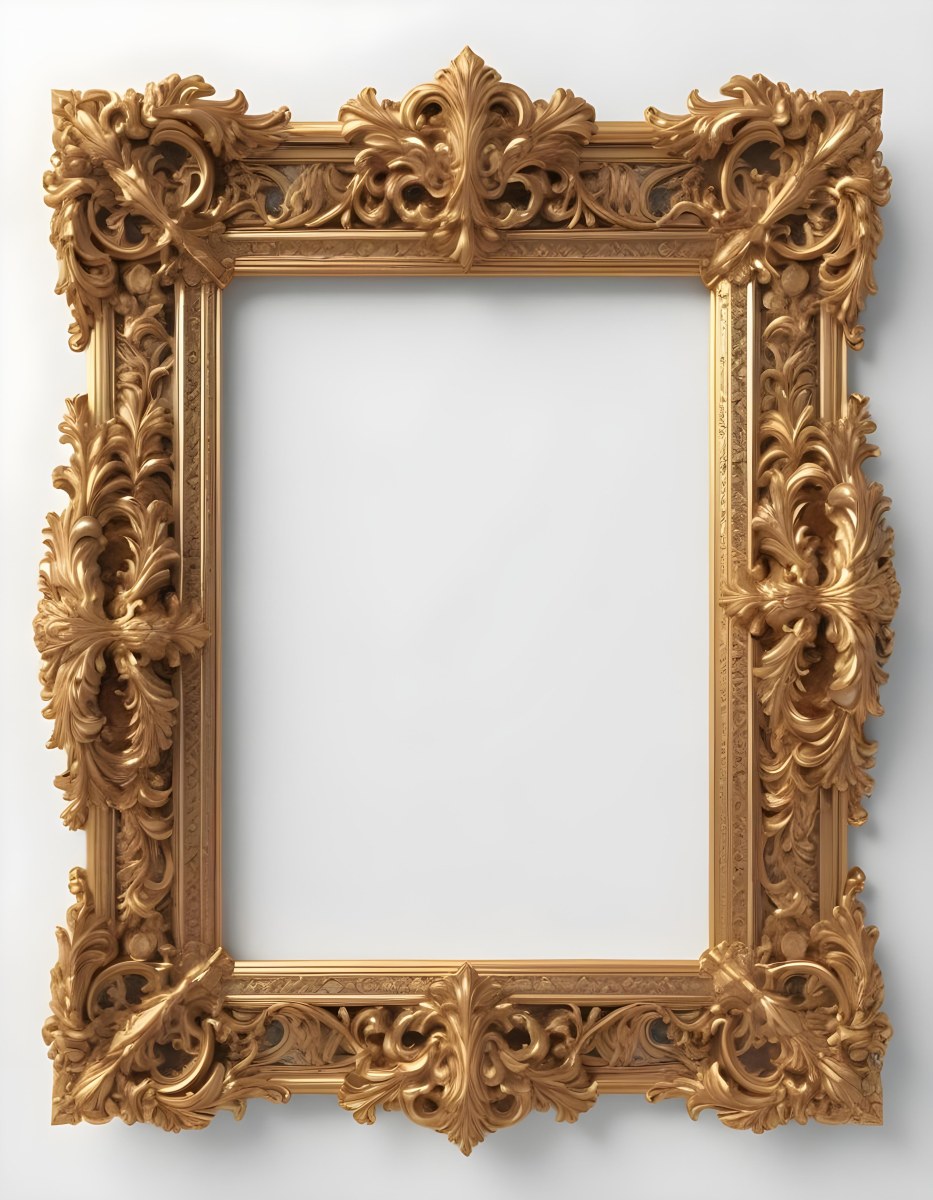 3d Model A Golden Ornate Frame With Ornate Details Isolated On A White Background Figure Octane Render Volumetric Highly Detailed Videogame Aesthetic 33 5952