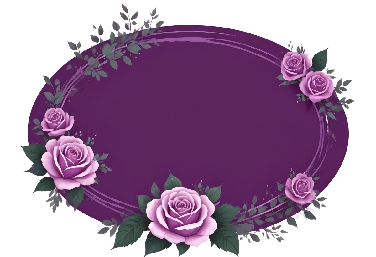 3d Model A Purple Oval Frame With White Dots And Three Purple Roses With Green Leaves At The Bottom Isolated On Purple Background Figure Octane Render Volumetric Highly Detailed Videogame Aesthetic 23 2ca3