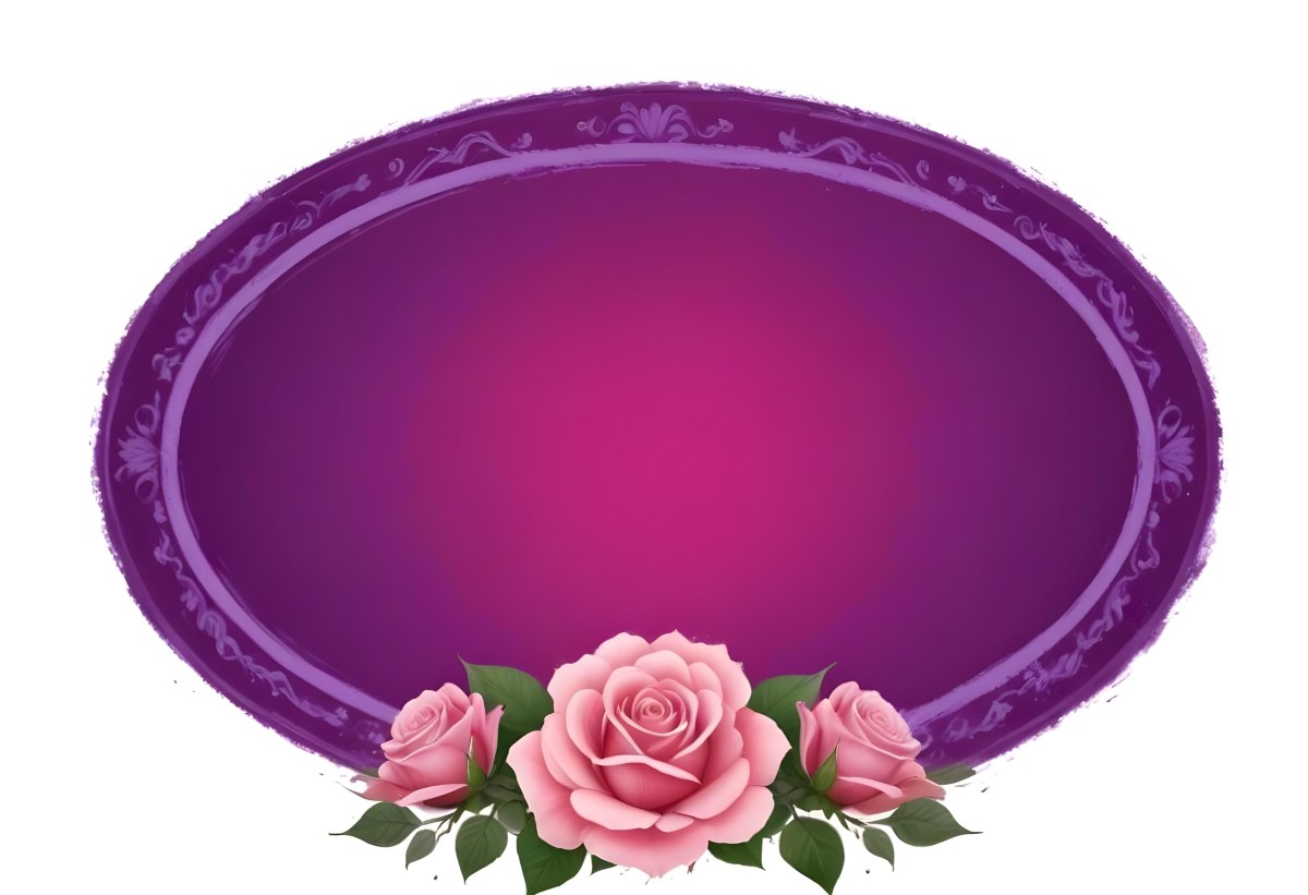 3d Model A Purple Oval Frame With White Dots And Three Purple Roses With Green Leaves At The Bottom Isolated On Purple Background Figure Octane Render Volumetric Highly Detailed Videogame Aesthetic 25 8ccc