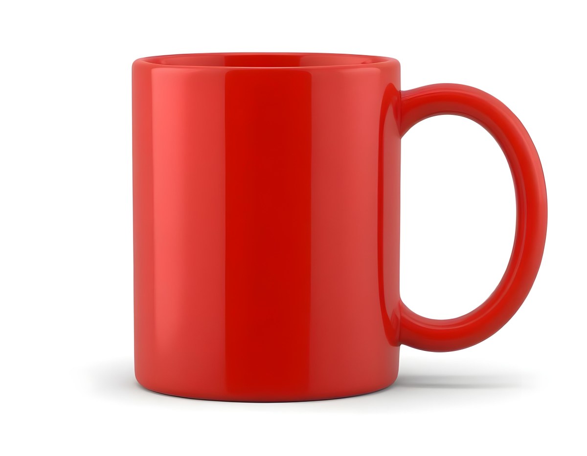 3d Model A Red Ceramic Mug With A Handle On A White Surface Simple Design Clean Lines And A Glossy Finish Minimalist Style Figure Octane Render Volumetric Highly Detailed Videogame Aesthetic 13 243c