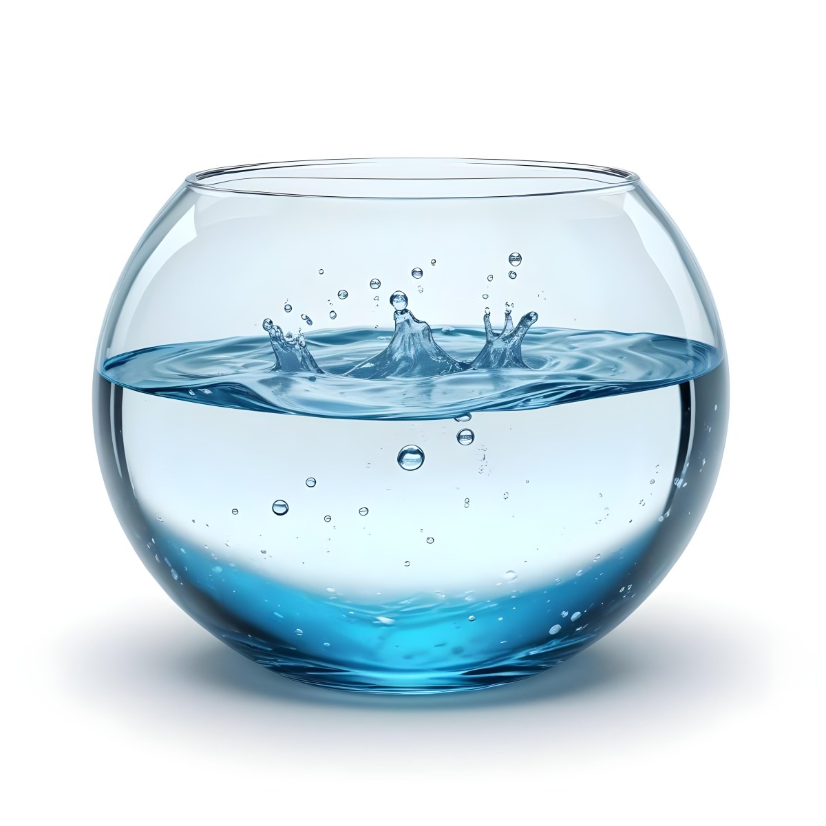 3d Model A Round Glass Fishbowl Filled With Water The Water Is Rippling And Has Bubbles Isolated On A White Background Figure Octane Render Volumetric Highly Detailed Videogame Aesthetic 13 140e