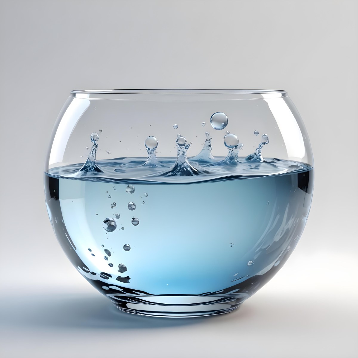 3d Model A Round Glass Fishbowl Filled With Water The Water Is Rippling And Has Bubbles Isolated On A White Background Figure Octane Render Volumetric Highly Detailed Videogame Aesthetic 17 7b7b