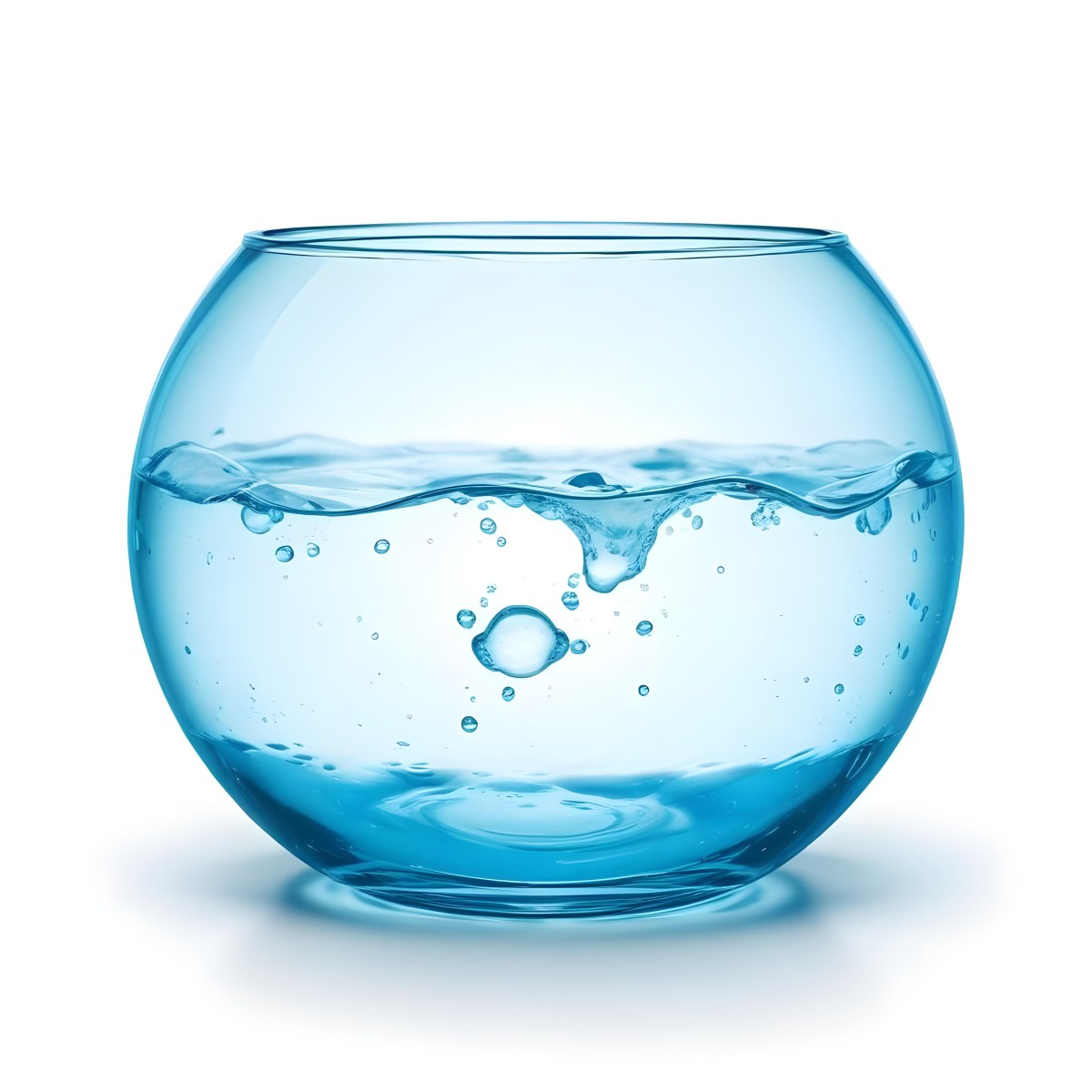 3d Model A Round Glass Fishbowl Filled With Water The Water Is Rippling And Has Bubbles Isolated On A White Background Figure Octane Render Volumetric Highly Detailed Videogame Aesthetic 26 B530