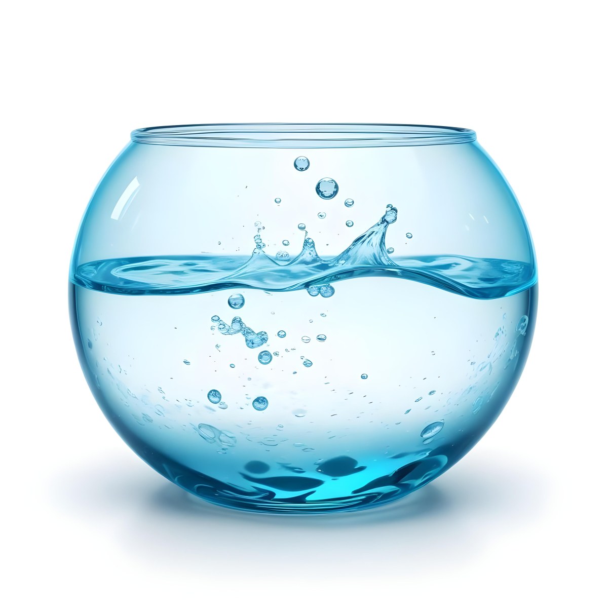 3d Model A Round Glass Fishbowl Filled With Water The Water Is Rippling And Has Bubbles Isolated On A White Background Figure Octane Render Volumetric Highly Detailed Videogame Aesthetic 5 52a7