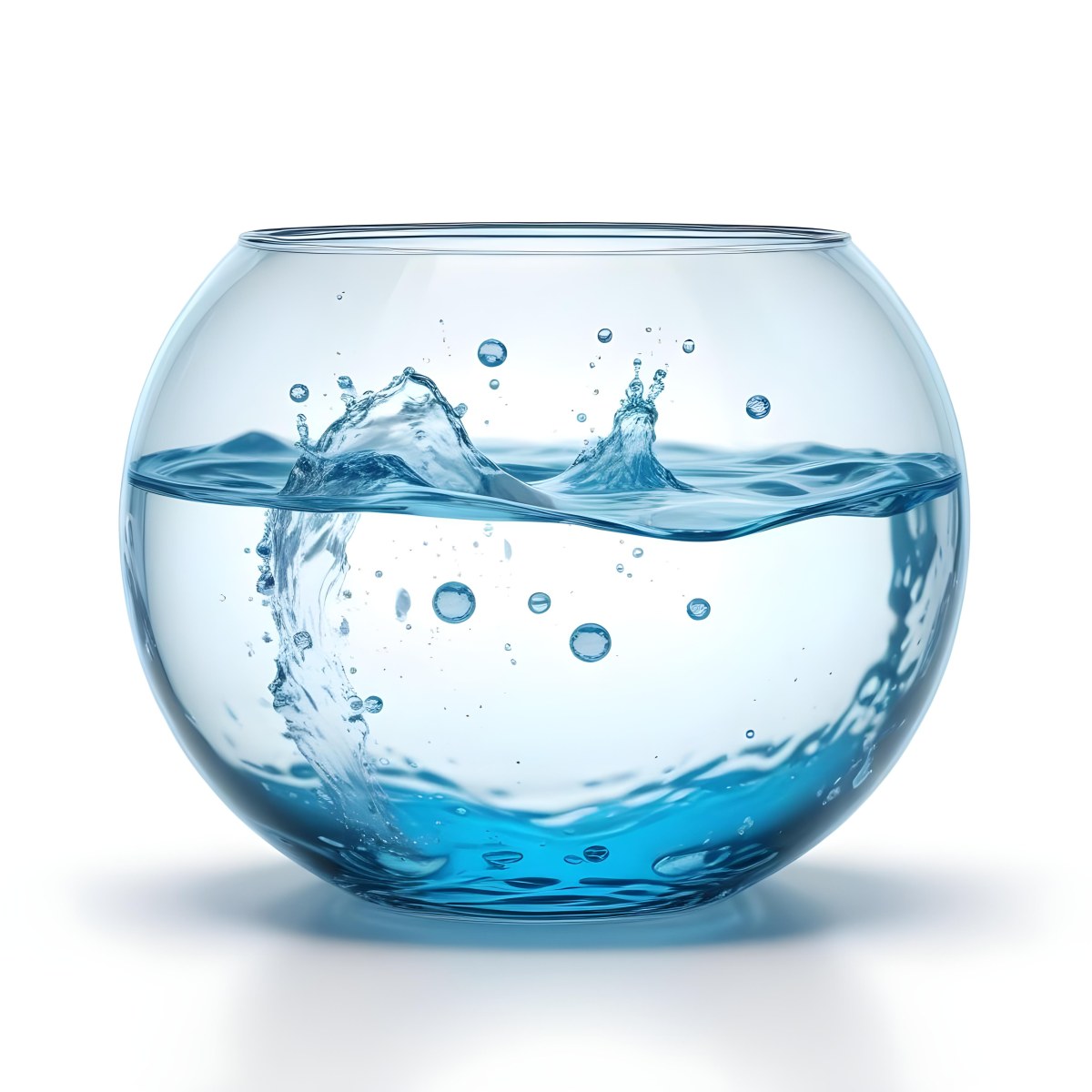 3d Model A Round Glass Fishbowl Filled With Water The Water Is Rippling And Has Bubbles Isolated On A White Background Figure Octane Render Volumetric Highly Detailed Videogame Aesthetic 51 69de