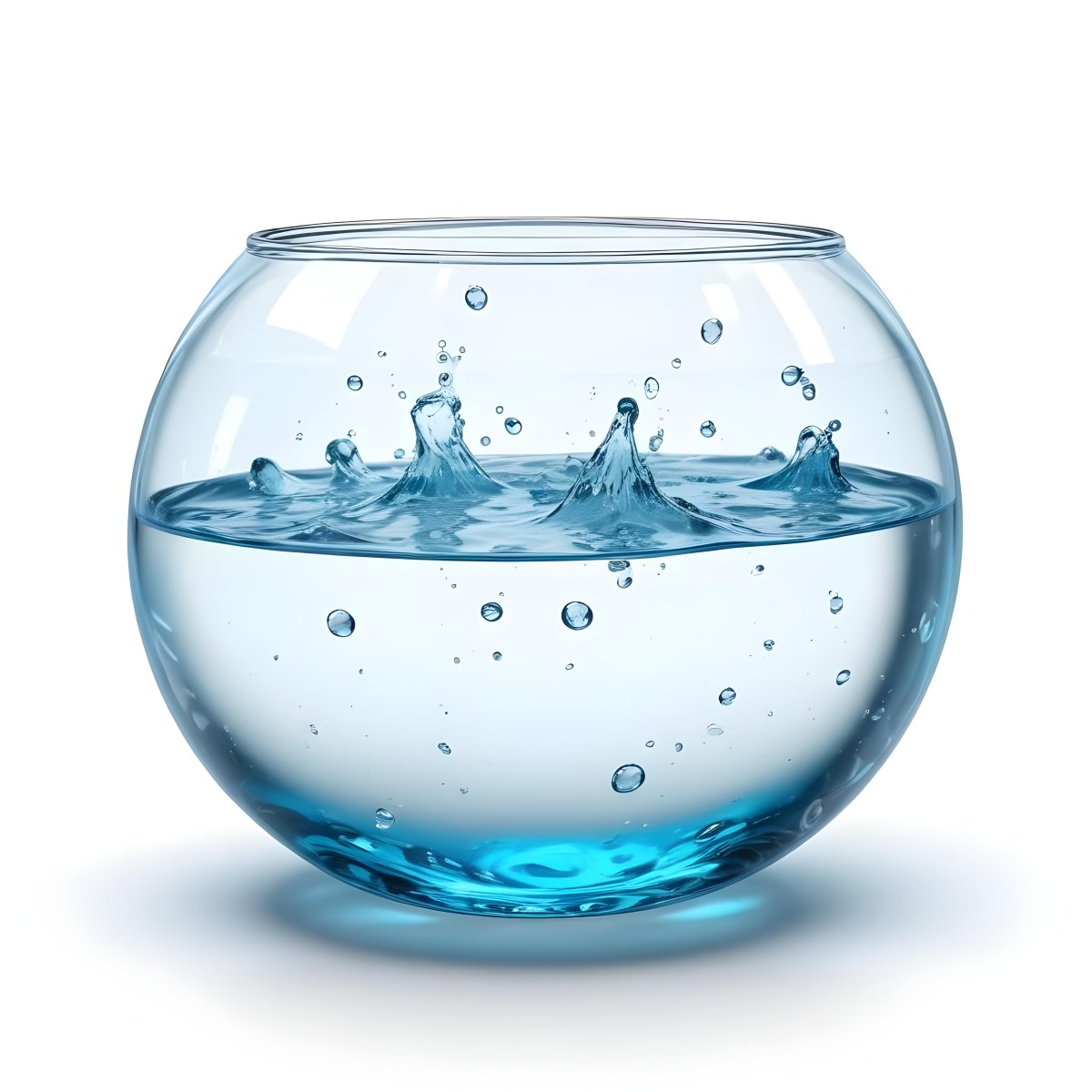 3d Model A Round Glass Fishbowl Filled With Water The Water Is Rippling And Has Bubbles Isolated On A White Background Figure Octane Render Volumetric Highly Detailed Videogame Aesthetic 53 De13