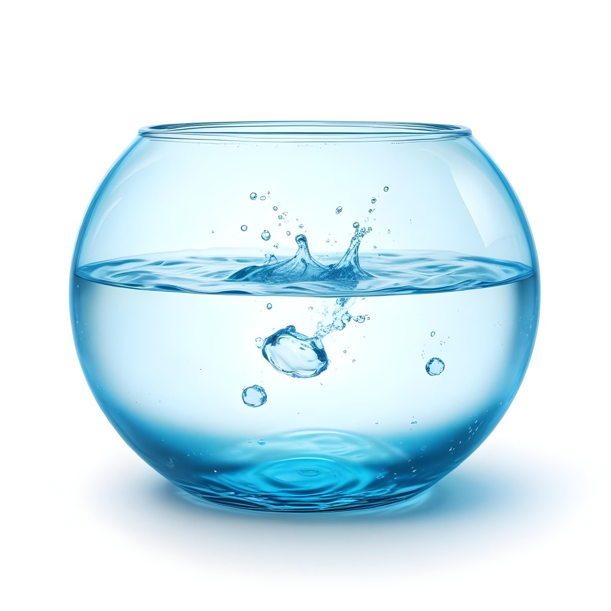 3d Model A Round Glass Fishbowl Filled With Water The Water Is Rippling And Has Bubbles Isolated On A White Background Figure Octane Render Volumetric Highly Detailed Videogame Aesthetic 55 A40e
