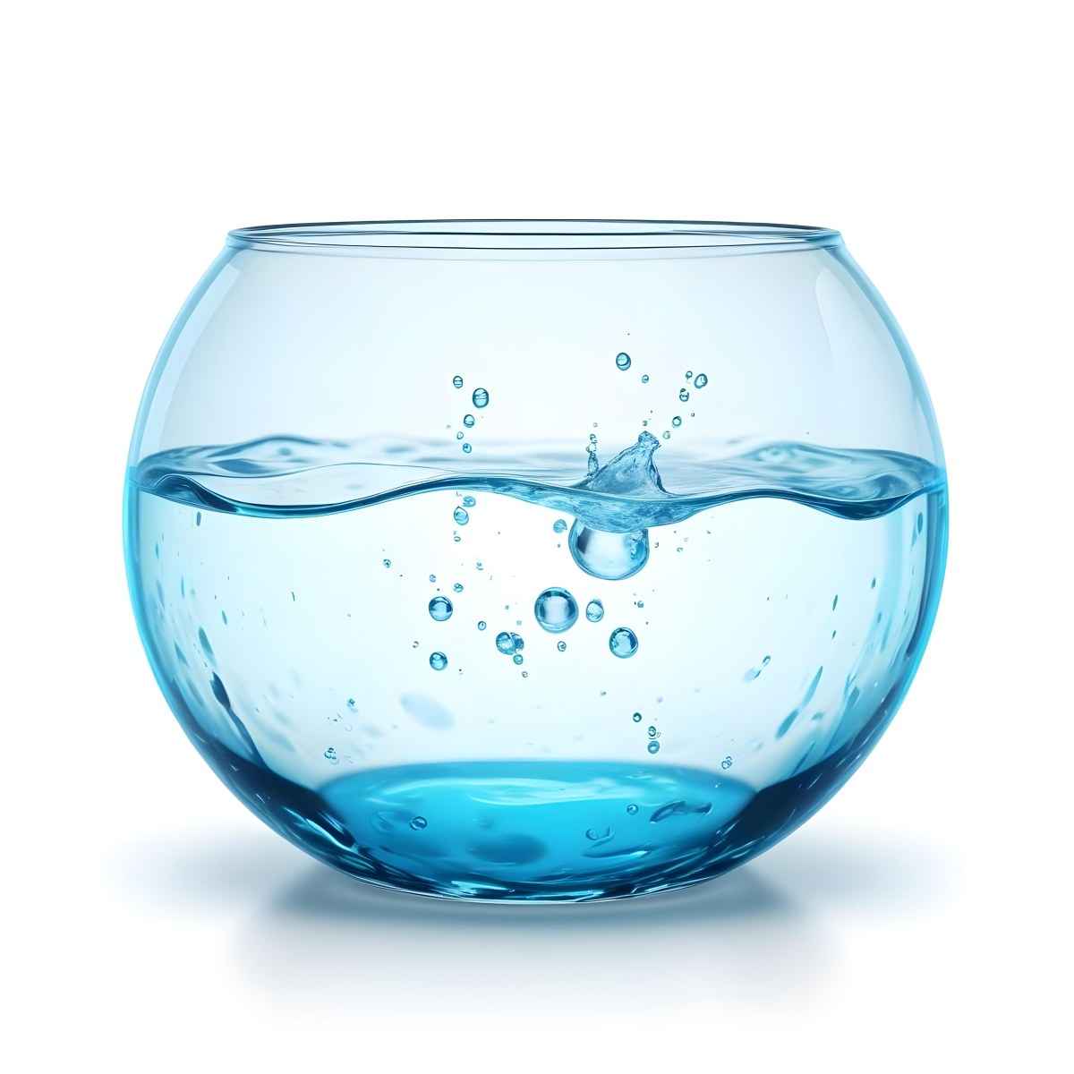 3d Model A Round Glass Fishbowl Filled With Water The Water Is Rippling And Has Bubbles Isolated On A White Background Figure Octane Render Volumetric Highly Detailed Videogame Aesthetic 9 28f3