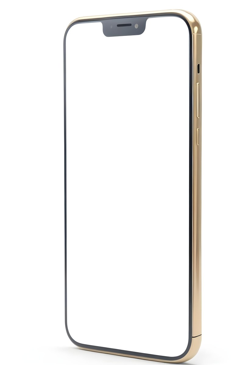 3d Model A Smartphone With A Blank White Screen The Phone Has A Gold Frame Isolated On A White Background Figure Octane Render Volumetric Highly Detailed Videogame Aesthetic 7 0964