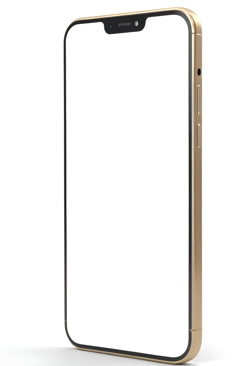 3d Model A Smartphone With A Blank White Screen The Phone Has A Gold Frame Isolated On A White Background Figure Octane Render Volumetric Highly Detailed Videogame Aesthetic 8 702e