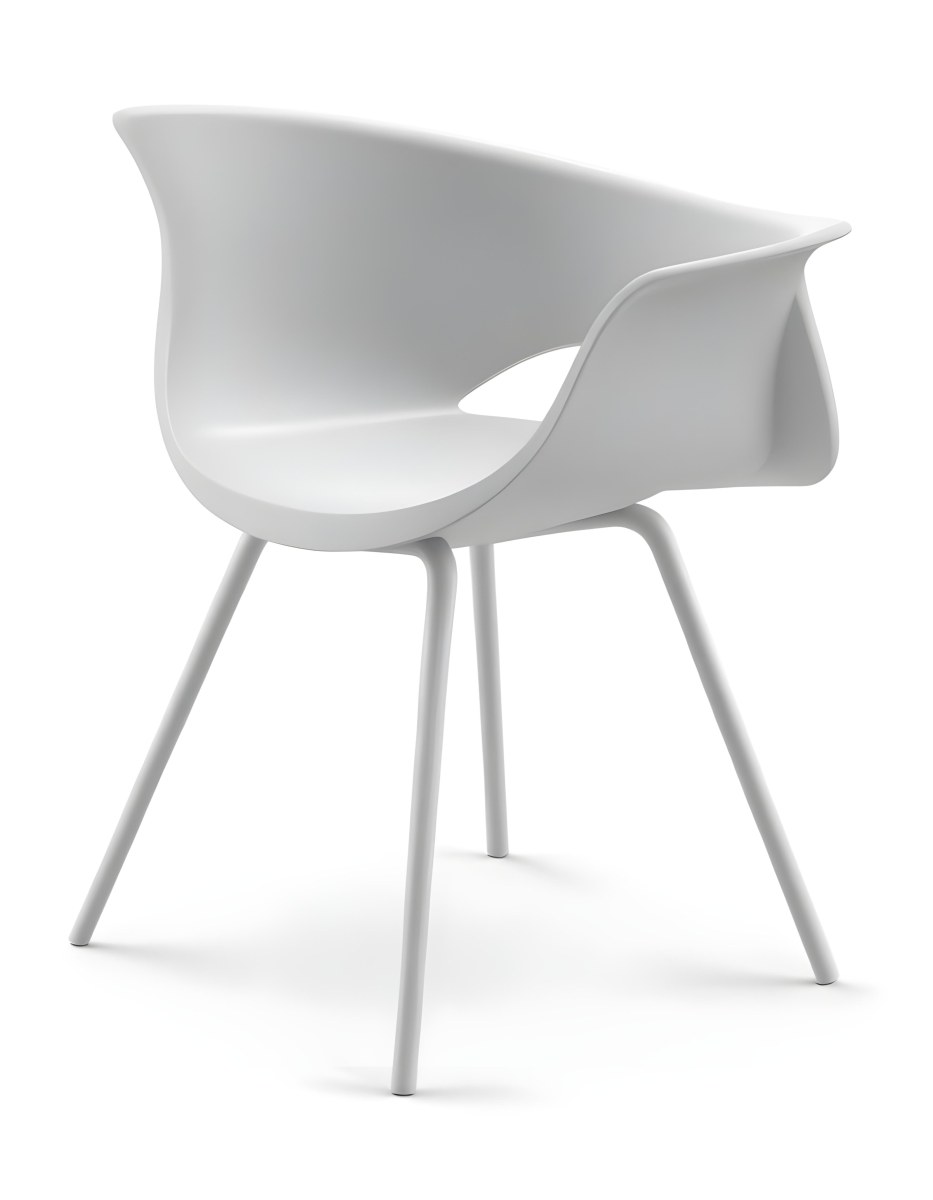 3d Model A White Plastic Chair With Three Plastic Legs The Chair Has A Curved Back And Armrests In A White Background Figure Octane Render Volumetric Highly Detailed Videogame Aesthetic 5 A6fc