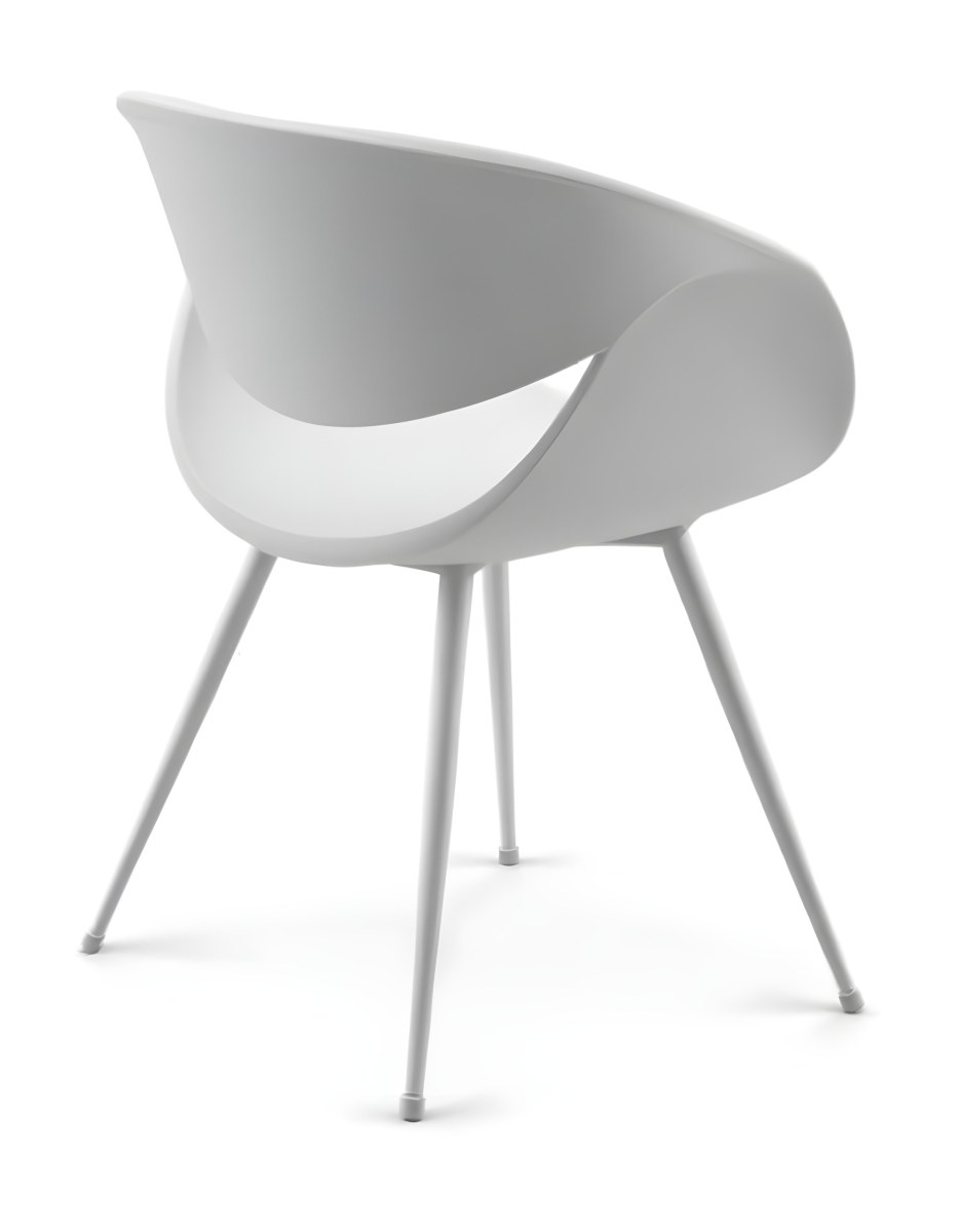 3d Model A White Plastic Chair With Three Plastic Legs The Chair Has A Curved Back And Armrests In A White Background Figure Octane Render Volumetric Highly Detailed Videogame Aesthetic 6 C225