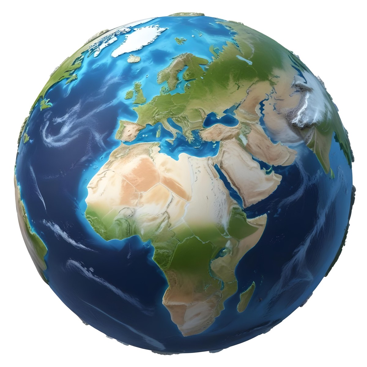 3d Model Planet Earth With Detailed Continents Oceans And Ice Caps Showcasing Europe Africa And Parts Of Asia Isolated On A White Background Figure Octane Render Volumetric Highly Detailed Videogame Aesthet 19 92ae