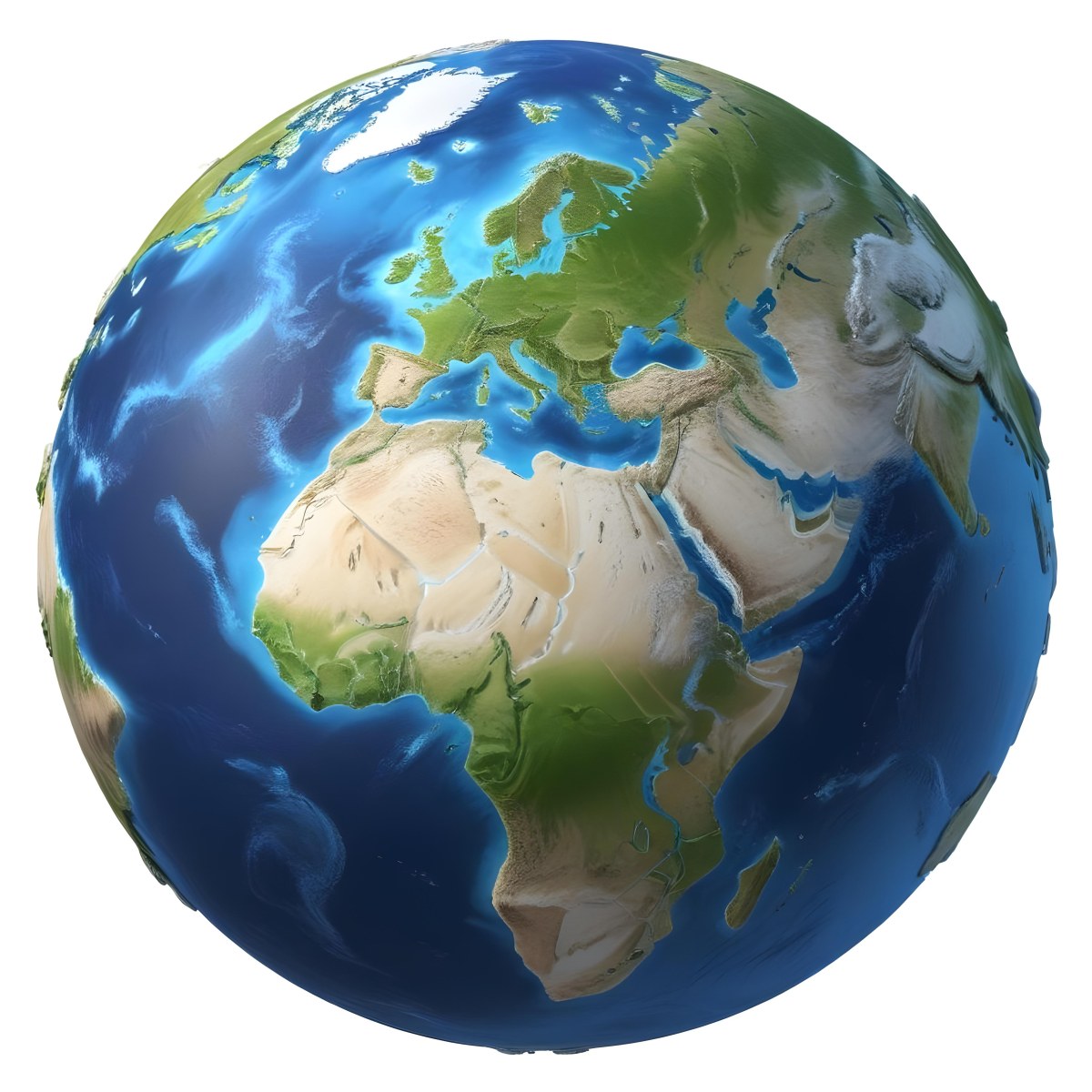 3d Model Planet Earth With Detailed Continents Oceans And Ice Caps Showcasing Europe Africa And Parts Of Asia Isolated On A White Background Figure Octane Render Volumetric Highly Detailed Videogame Aesthet 26 8f66