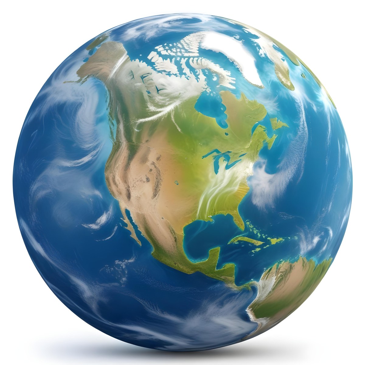 3d Model Planet Earth With Visible Continents Oceans And Cloud Cover Showcasing North America Illuminated By Sunlight Casting A Soft Shadow On A White Background Figure Octane Render Volumetric Highly Detai 22 Ac88