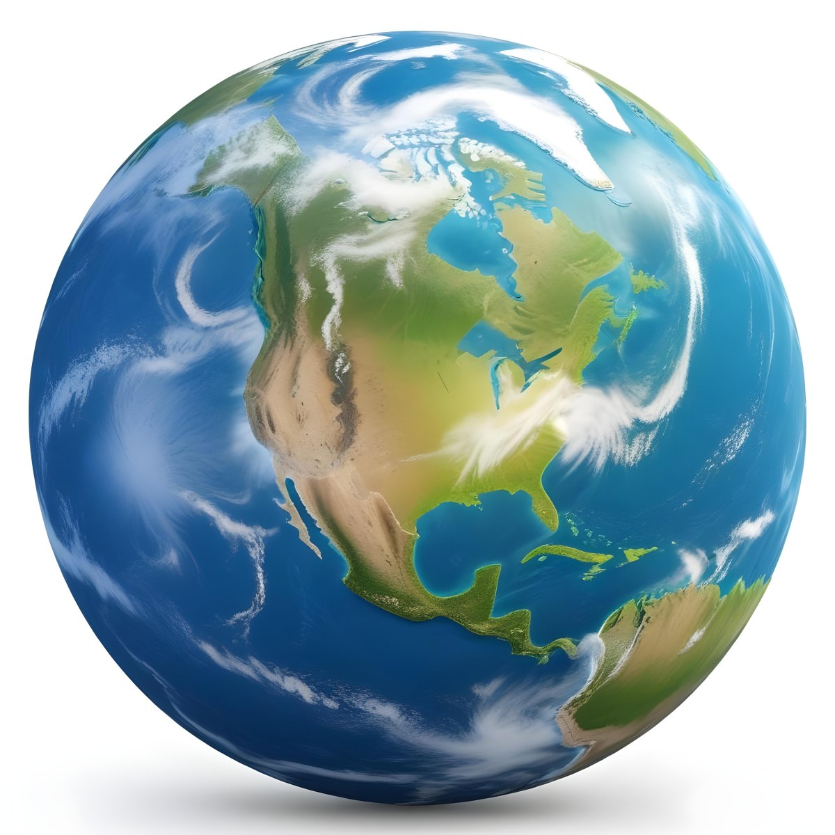 3d Model Planet Earth With Visible Continents Oceans And Cloud Cover Showcasing North America Illuminated By Sunlight Casting A Soft Shadow On A White Background Figure Octane Render Volumetric Highly Detai 3 2809