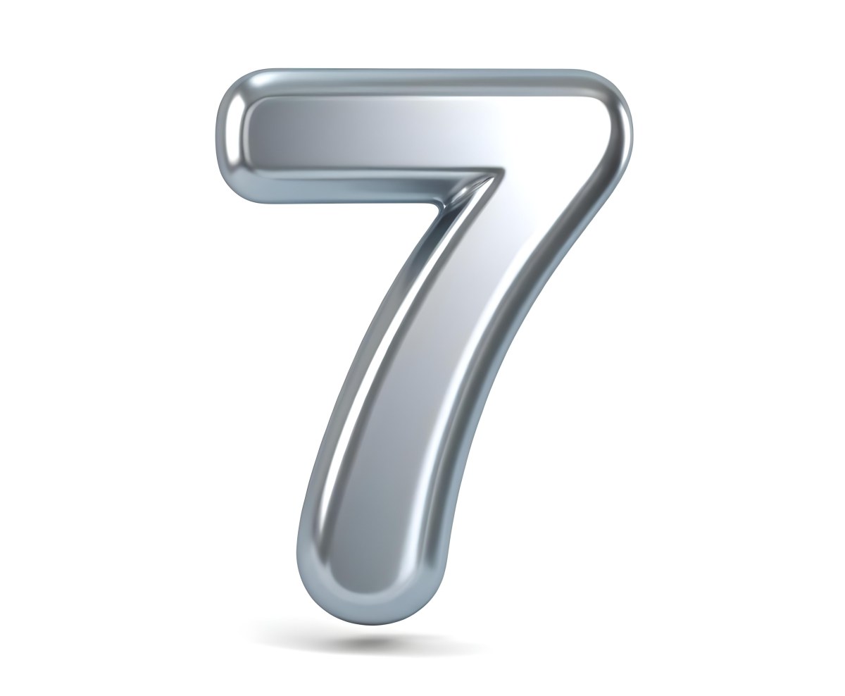 3d Model Silver Number Seven With Rounded Edges Metallic Texture Glossy Finish Smooth Surface Simple Design Isolated On A White Background Studio Lighting Clean And Modern Figure Octane Render Volumetric Highl 14 8755