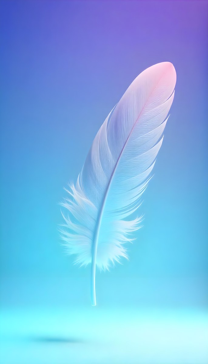 A Blue Feather With A Gradient Of Blue And Purple In The Background Soft Lighting Minimalist Composition Ethereal Atmosphere Dreamy Feel 6 B222