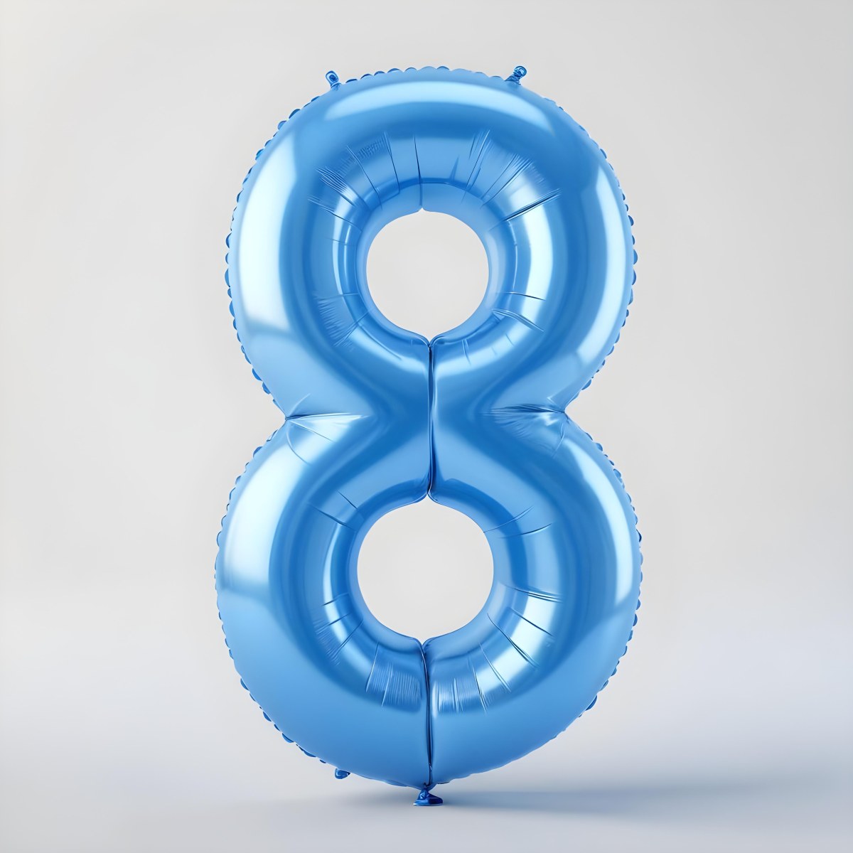 A Blue Number Eight Balloon With A Glossy Finish Isolated On A White Background Perfect For Birthday Decorations And Party Themes 11 0965