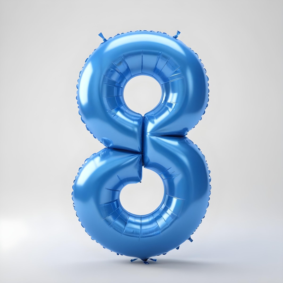 A Blue Number Eight Balloon With A Glossy Finish Isolated On A White Background Perfect For Birthday Decorations And Party Themes 5 E289