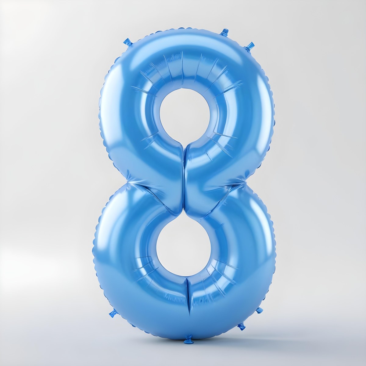 A Blue Number Eight Balloon With A Glossy Finish Isolated On A White Background Perfect For Birthday Decorations And Party Themes 7 31c8