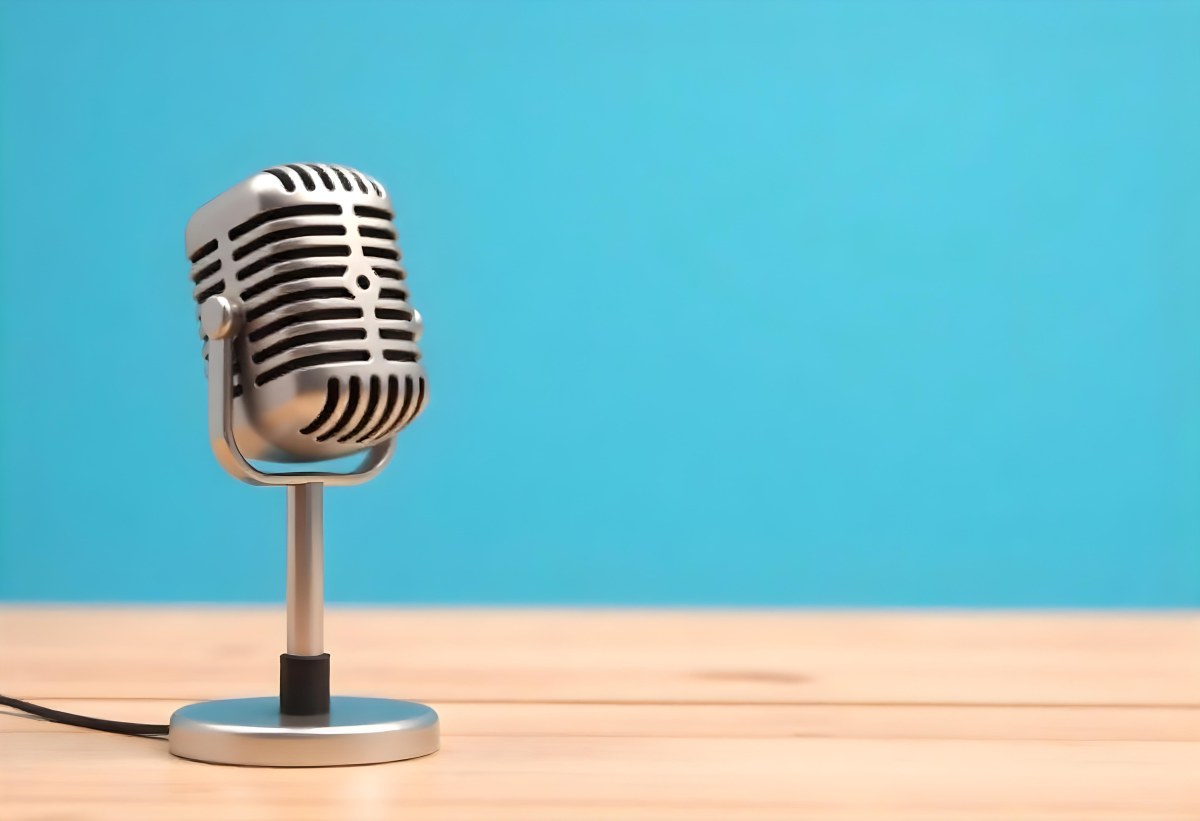 A Blue Vintage Microphone