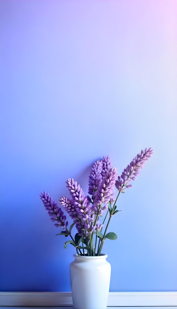 A Bouquet Of Purple Lavender Flowers Against A Soft Blue Background 2 A1e2