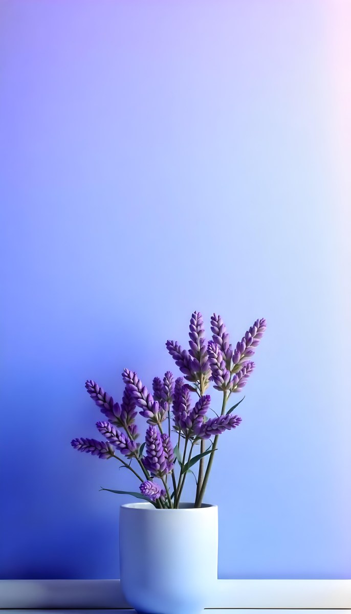 A Bouquet Of Purple Lavender Flowers Against A Soft Blue Background 5 9168