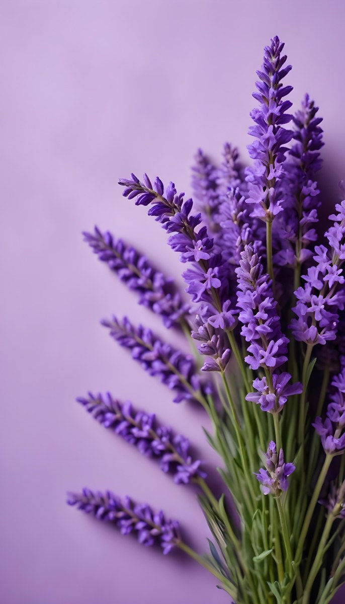 A Bouquet Of Purple Lavender Flowers Against A Soft Purple Background 7 1750