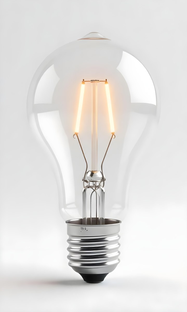 A Clear Light Bulb With Visible Filament And Internal Components Set Against A Plain White Background Showcasing A Clean And Minimalist Design 6 228c