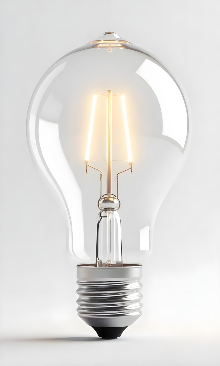 A Clear Light Bulb With Visible Filament And Internal Components Set Against A Plain White Background Showcasing A Clean And Minimalist Design 7 03a3