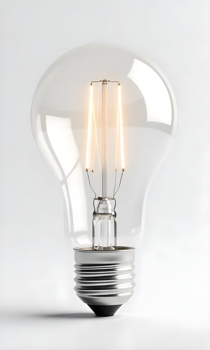 A Clear Light Bulb With Visible Filament And Internal Components Set Against A Plain White Background Showcasing A Clean And Minimalist Design 8 0da5