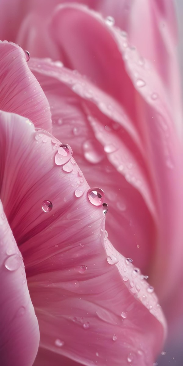 A Close Up Of A Pink Tulip Petal With Water Droplets And A Blurred Sparkling Background 10 84d9