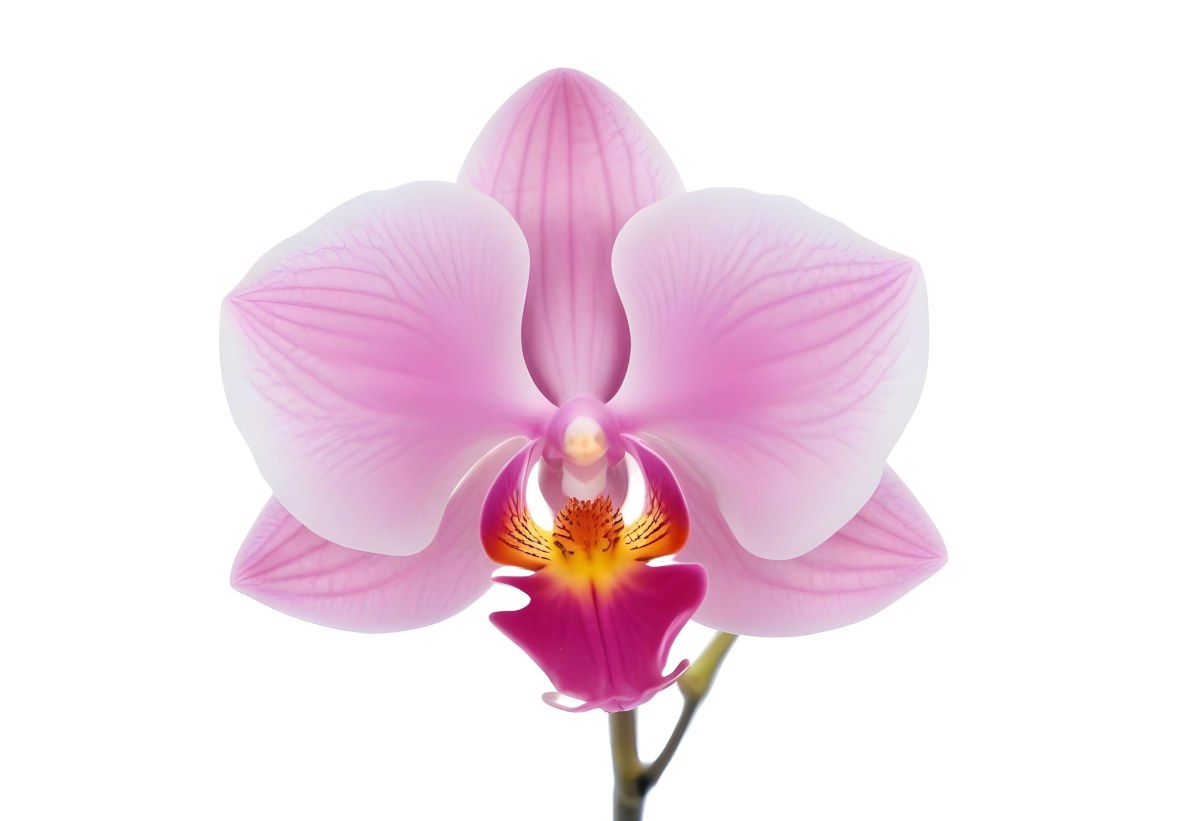 A Close Up Of A Single Pink Orchid Flower With Delicate Petals And A Yellow Center 4 5a5a