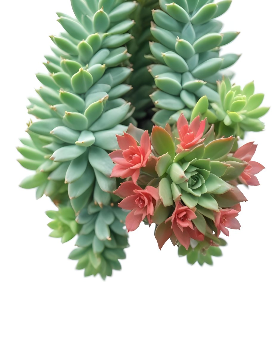 A Close Up Of A Succulent Plant With Green Leaves And Red Flowers 6 25d1