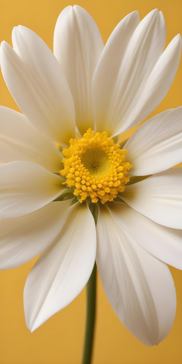 A Close Up Of A White Flower With A Yellow Center On A Yellow Background 9 3a90