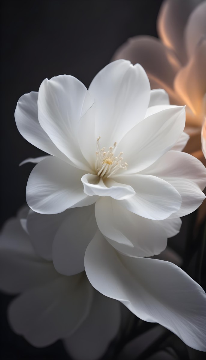A Close Up Of A White Lily Flower With Delicate Translucent Petals Against A Dark Background 8 A3aa